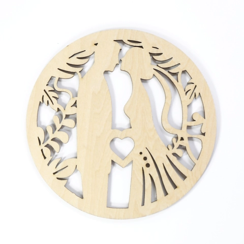 Sous-verre en Bois Mariage Romantique Découpe Laser Silhouette de Couple Set de Table Résistant à la Chaleur Décoration DIY