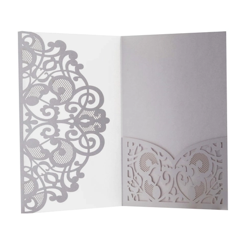 European Laser Cut Hollow Out Wedding Invitation Cover Pearlescent Paper Floral Lace Engagement Party Invitation Shell