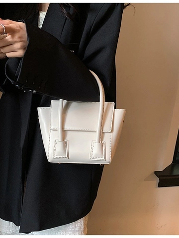 Women Minimalist PU Leather Small Square Bag Simple Flap Handbag With Crossbody Strap Shoulder Bag Daily Office Commuter Bag