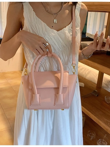 Women Minimalist PU Leather Small Square Bag Simple Flap Handbag With Crossbody Strap Shoulder Bag Daily Office Commuter Bag