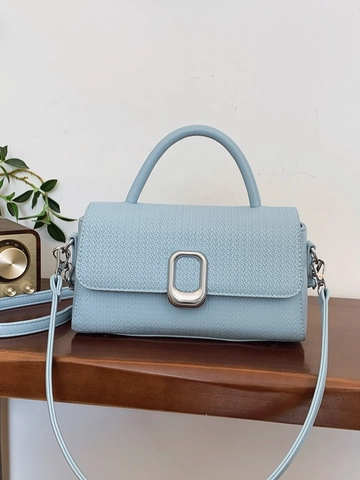 Fashion Women PU Leather Handbag Woven Texture Crossbody Bag Korean Style Square Shoulder Bag With Metal Lock Top Handle
