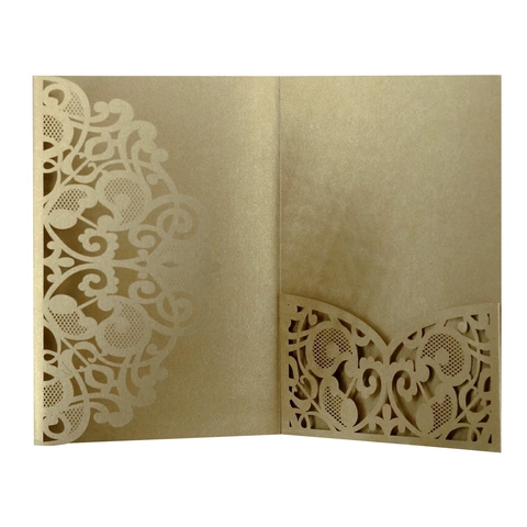 European Laser Cut Hollow Out Wedding Invitation Cover Pearlescent Paper Floral Lace Engagement Party Invitation Shell