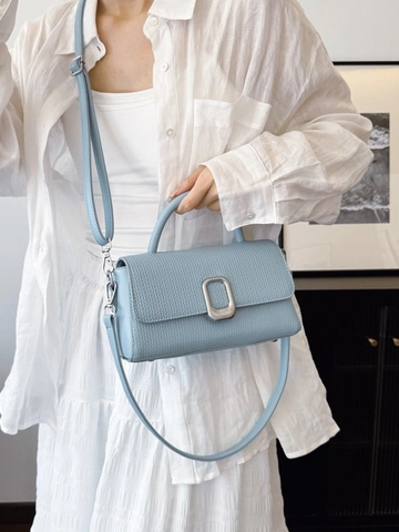 Fashion Women PU Leather Handbag Woven Texture Crossbody Bag Korean Style Square Shoulder Bag With Metal Lock Top Handle