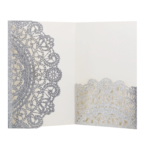 Eleganti Inviti di Nozze Tagliati al Laser Cartoline d'Invito Floreali Intagliate con Glitter e Fogli Interni e Buste per Feste di Matrimonio