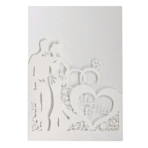 Laser Gesneden Bruiloft Uitnodigingskaart Omslag Mr And Mrs Hol Hart Ring Ontwerp Parelmoer Papier Wenskaart Voor Trouwfeest