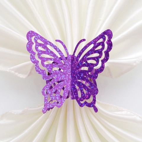 Laser Cut Hollow Butterfly Napkin Rings Paper Glitter 3D Rose Design For Wedding Banquet Table Decoration Party Supplies