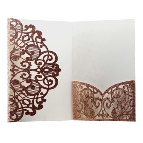 Elegant Laser Cut Invitation Covers Glitter Pearlescent Paper Hollow Greeting Card Shell For Wedding Engagement Party Banquet