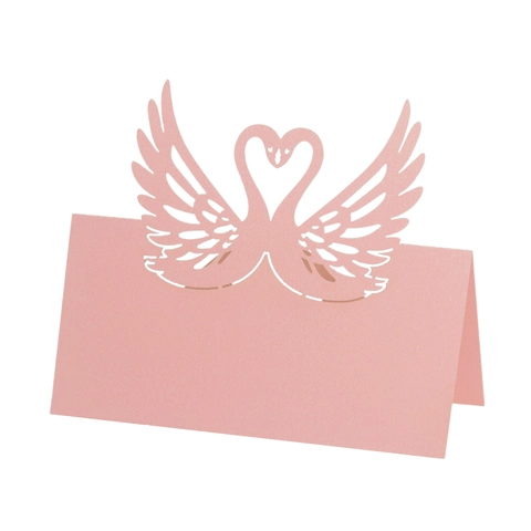 Marque-places de Table Découpe Laser Cygne Cœur Carton Nacré Cartes de Nom Pour Mariage Banquet Saint Valentin Décoration