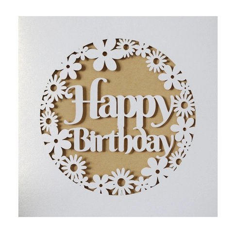 Laser Geschnittene Hohl Gänseblümchen Alles Gute Zum Geburtstag Grußkarten Perlmuttpapier Elegante Geburtstag Party Einladungskarten