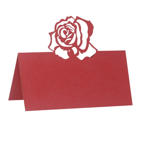 Marque-places en Papier Nacré avec Rose Découpée au Laser Pour Décoration de Table de Mariage Fête Banquet
