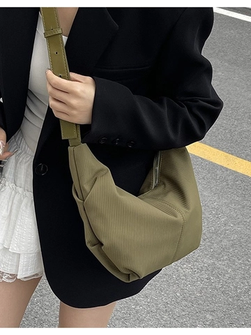 Women Fashion Spacious Dumpling Bag Minimalist Solid Color Hobo Bag Casual Crossbody Shoulder Bag With Adjustable Strap