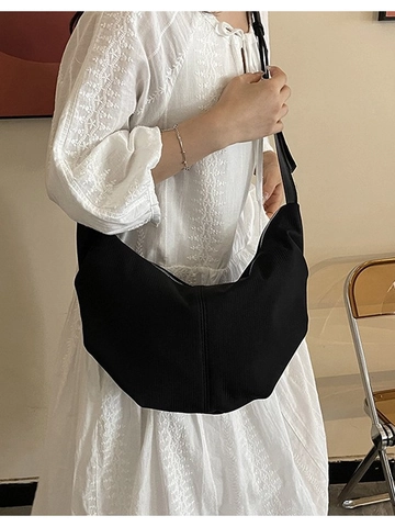 Women Fashion Spacious Dumpling Bag Minimalist Solid Color Hobo Bag Casual Crossbody Shoulder Bag With Adjustable Strap