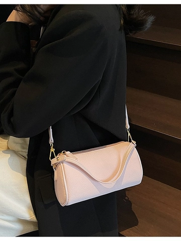 Borsa a Tracolla Cilindro Donna in Pelle PU Trama Martellata Minimalista Borsa a Spalla Cuscino per Pendolarismo Quotidiano