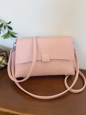 Vintage PU Leather Embossed Small Square Bag Women Stylish Flap Underarm Shoulder Bag Casual Crossbody Handbag With Silver Hardware