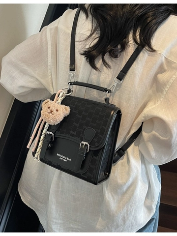 Sac à Dos Femme Vintage Monogramme en Cuir PU Petit Sac d'École de Designer Mode Sac de Voyage Imperméable Avec Pendentif