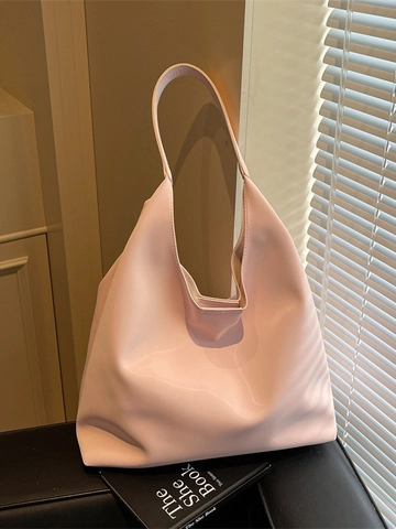 Bolso Tote de Cuir PU de Gran Capacidad para Mujer Bolso de Hombro Hobo Suave Minimalista Color Sólido Casual Urbano