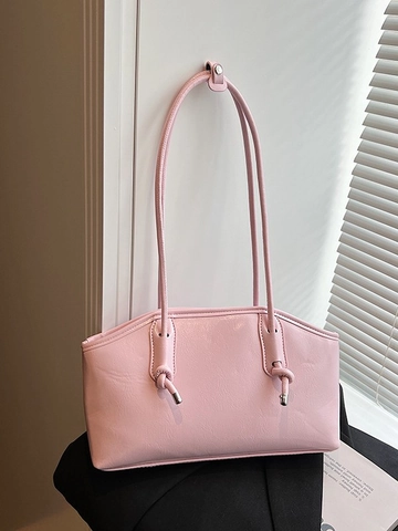 Women Large Capacity Shoulder Bag Fashion Minimalist PU Leather Tote Bag With Knot Decoration Urban Daily Commute Underarm Bag
