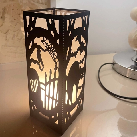 Halloween Hollow Paper Lampshade Black Castle Pumpkin Laser Cut Cardboard Lantern Cover For Holiday Party Home Decoration
