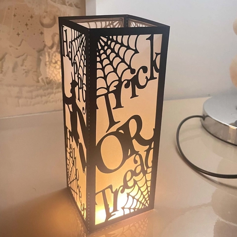 Halloween Laser Gesneden Papieren Lampenkap Zwart Spookachtig Spinnenweb Pompoen Heks Silhouette Decoratieve Kaars Cover Feest Huis Ornament