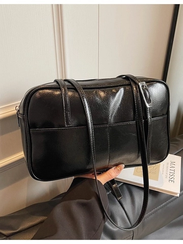 Sac à Épaule Vintage en Cuir PU pour Femmes Grande Capacité Style Boston Sac à Main Minimaliste Avec Bandoulière Réglable