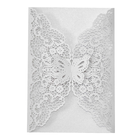 Laser Cut Butterfly Wedding Invitations Pearl Paper Hollow Invitation Cards European Style Lace Greeting Cards For Party