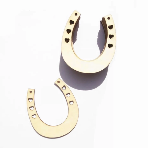 Rustici Ornamenti Sospesi a Ferro di Cavallo in Legno Intaglio Laser Motivi a Cuore per Matrimonio Festa Decorazione Legno Naturale Fai da Te