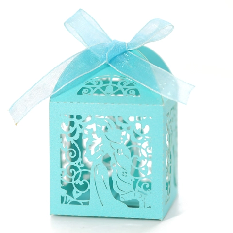 Caja de Caramelos Cortada con Láser Cajas de Regalo de Recuerdos Cinta Diseño Princesa Papel Boda Fiesta Chocolate Caja