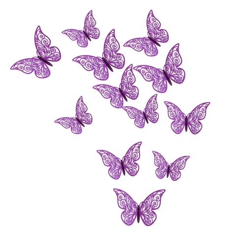 3D Hohl Schmetterling Wandaufkleber Metallic Laser Schnitt Papier Decals Nordischen Stil Haus Party Hochzeit Hintergrund Deko