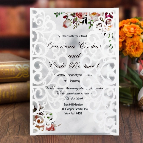 European Laser Cut Wedding Invitation Card Hollow Heart Pearlescent Paper Invitation Covers For Marriage Engagement Banquet Ceremony