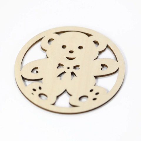 Dessous de Verre en Bois Découpé au Laser Ours de Dessin Animé Tapis de Coupe Isolé Thermiquement Décoration de Table Bricolage