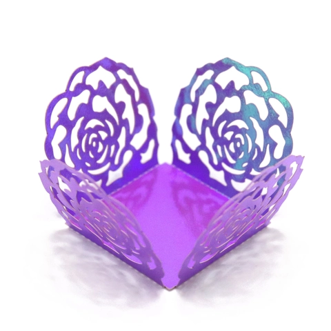 Mirror Reflective Laser Cut Rose Hollow Candy Chocolate Decoration Box Wedding Party Cupcake Wrapper Paper Lace Decor