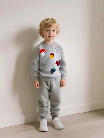 Felpa in Cotone con Ricami Animali della Foresta per Bambini e Bambine Pullover a Maniche Lunghe Girocollo Moda Autunnale