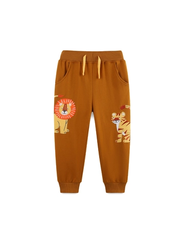 Jungen Baumwolle Sport Jogginghose Cartoon Löwe Tiger Stickerei Lässige Herbst Trainingshose Elastische Taille Kinder Hose