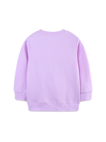 Sudadera de Punto de Algodón de Manga Larga para Niñas Púrpura Lavanda Pullover de Cuello Redondo Con Bordado de Animales Cálido Casual Otoño