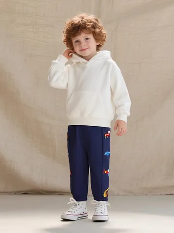 Kinder Jungen Cartoon Transport Bestickte Baumwolle Jogginghose Herbst Lässige Kleinkind Jogger Weiche Strickhose