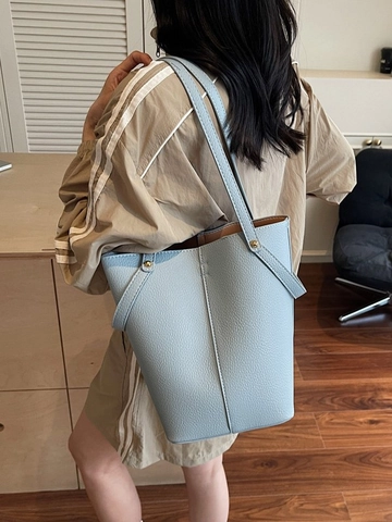 Große Lychee-Narbung PU-Leder Beuteltasche Für Damen Minimalistische Pendler Schultertasche Umhängetasche Mit Verstellbarem Riemen
