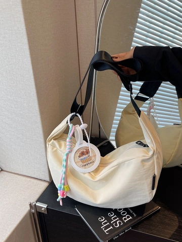 Borsa Casual Dumpling da Donna Borsa Hobo a Mezzaluna Con Pendente Capybara Grande Capacità Leggera Borsa a Tracolla in Tessuto Moda Borsa a Spalla