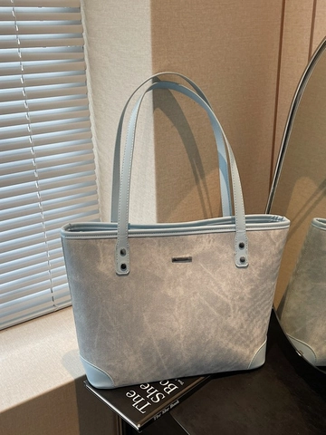 Bolso Tote de Cuero PU de Gran Capacidad para Mujer Bolso de Hombro de Moda Versátil Color Sólido Trabajo Diario