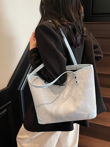 Bolso Tote de Cuero PU de Gran Capacidad para Mujer Bolso de Hombro de Moda Versátil Color Sólido Trabajo Diario