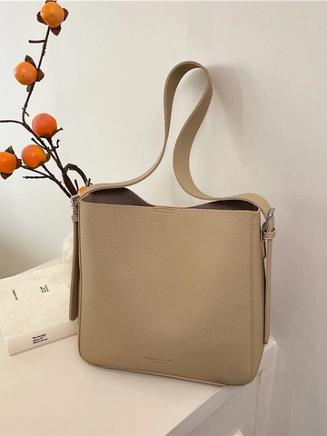 Bolso Cubo de Cuero PU con Textura de Lichi para Mujer Minimalista Color Sólido Bolso de Hombro Cruzado Versátil Gran Capacidad Bolso de Mano Moda Diaria
