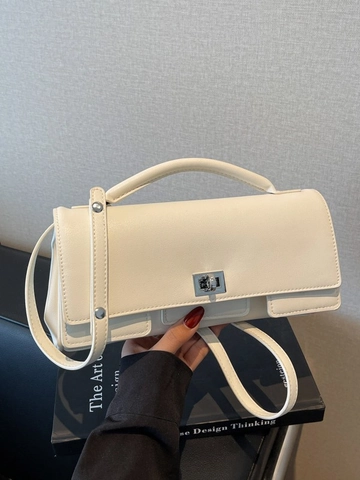 Minimalist PU Leather Small Square Bag For Women Korean Fashion Flap Crossbody Shoulder Bag With Top Handle And Turn Lock