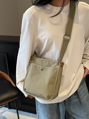 Bolso de Bandolera de Lona para Mujer Minimalista Gran Capacidad Color Sólido Con Correa Ajustable Bolso Casual para Escuela Diario