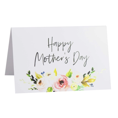 3D Rose Floral Mother's Day Table Place Card Printed Greeting Message Card For Banquet Party Dinner Decoration White Pearl Paper