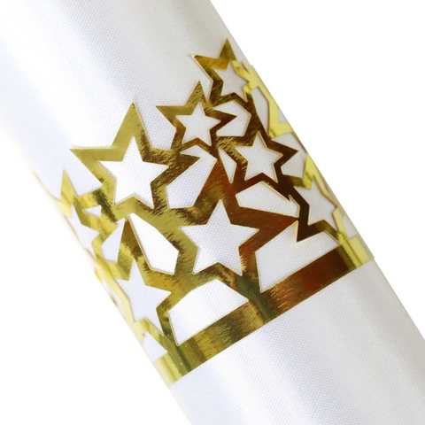 Rond de Serviette en Papier Étoile Évidée Découpe Laser Décoration de Table Pentagramme pour Mariage Fête Anniversaire Banquet