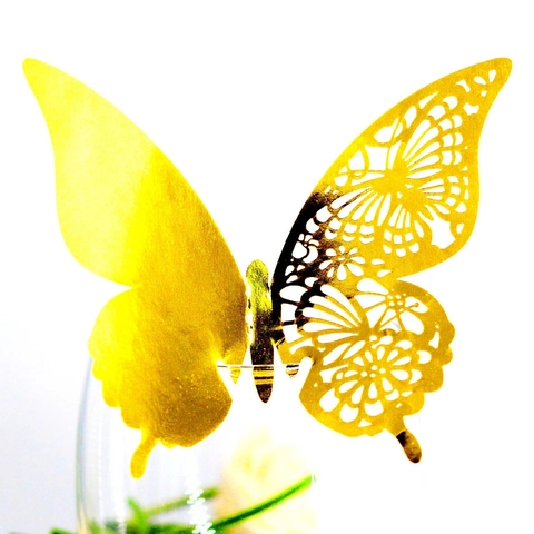 3D Laser Cut Butterfly Place Cards For Wine Glass Pearlescent Paper Butterfly Decor For Wedding Birthday Party Decoration