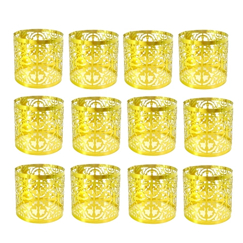 Laser Cut Paper Napkin Rings Hollow Out Floral Pattern Metallic Luster Disposable Napkin Holders For Wedding Banquet Party