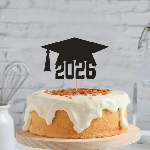 Schwarze Abschluss Kuchenstecker Papierkarte Doktorhut Design Class Of 2026 Congrats Grad Für Party Dekoration Feier