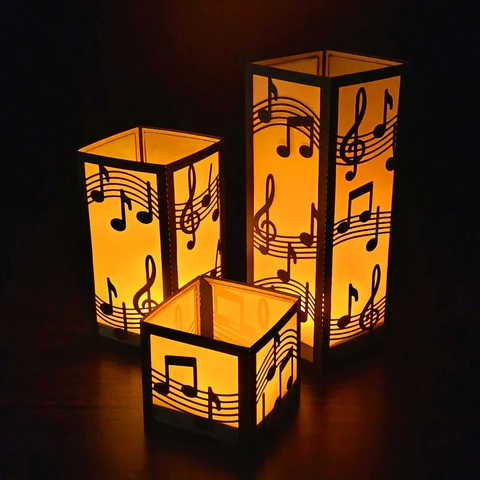 Paralume in Cartoncino con Motivo a Note Musicali Taglio Laser Pentagramma Traforato Copertura per Lumini per Festival Musicali Festa Casa
