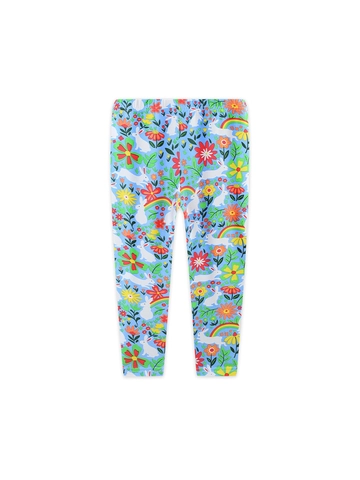 Leggings Casual da Bambina in Cotone con Stampa Pantaloni Elastici Morbidi Cartone Animato Coniglio Floreale Vita Elastica