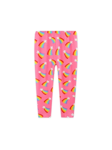 Damen Herbst Baumwolle Leggings Rosa Regenbogen Stern Druck Elastischer Bund Hose Für Kinder Weich Atmungsaktiv Mode Hosen
